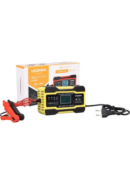Sarı 12/24 Volt 10 Amper LED Göstergeli Akü Şarj Cihazı UC-C121001A (4172)