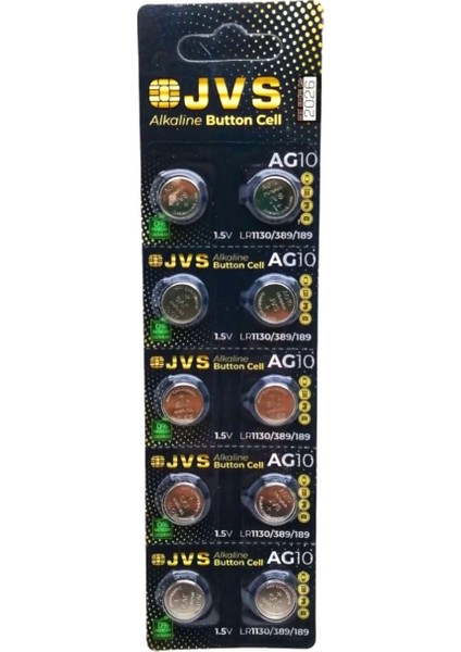 Jvs AG10 1.5V LR1130 Saat Pili 10LU Kart (4172)
