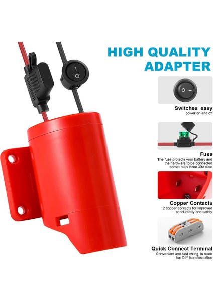 Power Wheels Adaptörü M12 12V Lityum Pil Için, Sigorta, Anahtar ve Kablo Terminalleri Ile, Iyi Pil Dönüşüm Kiti Kendin Yap (Yurt Dışından)