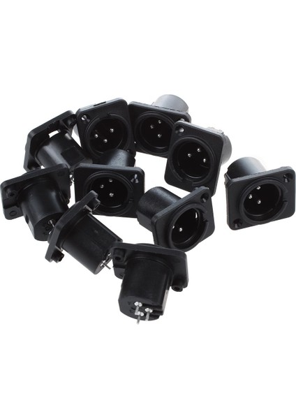 Xlr Erkek Fiş Düz Terminal Panele Monte Konnektör 10 Adet (Yurt Dışından)