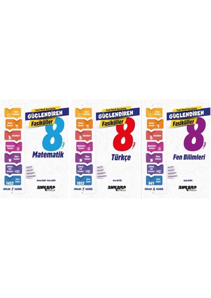 8. Sınıf Lgs Matematik + Türkçe + Fen Güçlendiren Fasikül Seti 3 Kitap