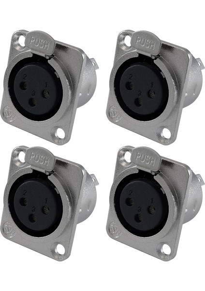 Xlr Dişi Jak 3 Pin - Panel Montajlı Jak D Serisi Boyut Xlr-F - 4 Paket (Yurt Dışından)