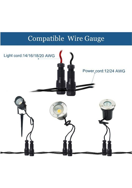 20 Adet Bağlantısız Düşük Voltajlı Peyzaj Aydınlatma Kablosu 12-18 Ölçülü Tel Konnektörleri LED Bahçe Spot Işıkları Için (Yurt Dışından) modelleri