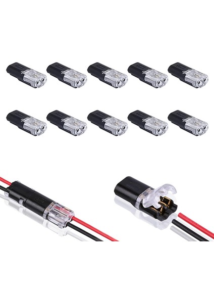 10 Adet Çift Telli Geçmeli Konnektör, Kilitleme Tokası, Takılabilir Konnektörler 2 Pin 2 Yollu Evrensel Kompakt Tel Terminali (Yurt Dışından)