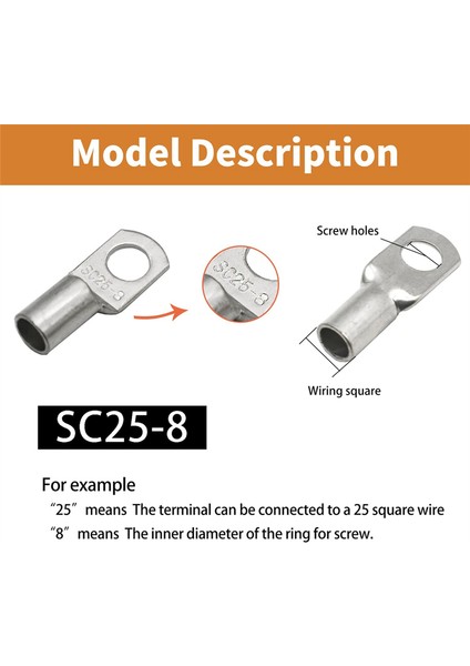 220 Adet Halka Terminalleri Pabuç Kalaylı Bakır Boru Pabuç Contası Akü Tel Konnektörleri Kablo Kıvrımlı SC4-SC25 (Yurt Dışından) modelleri