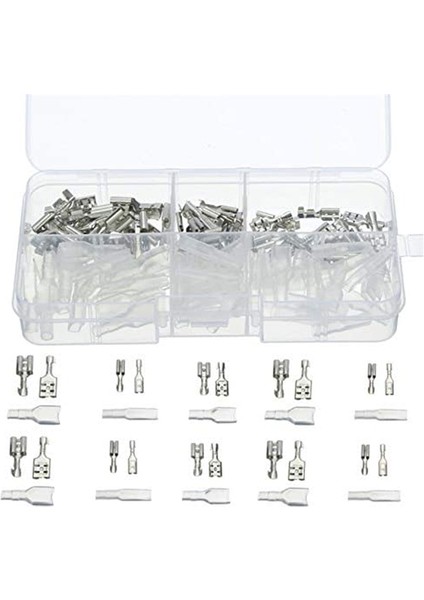 120 Adet 2.8mm 4.8mm 6.3mm Sıkıştırma Yalıtım Terminalleri Gümüş Şeffaf Dişi Kürek Konnektörleri Kovan Takımı (Yurt Dışından) fiyatları