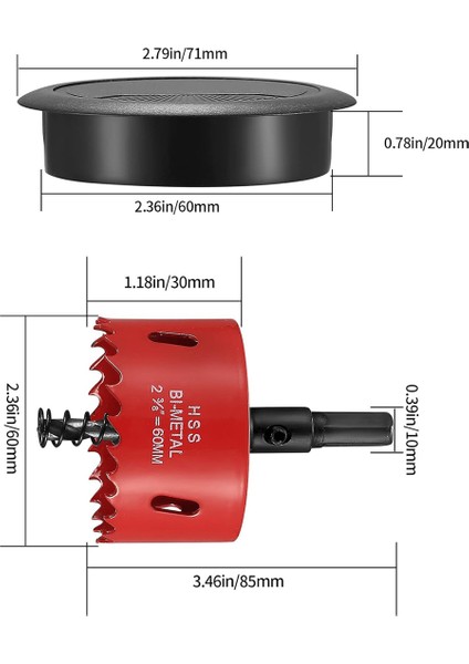 20'li Paket Kablo Grommet Masası, Kablo Geçidi, 1 x Delik Testeresi ile 60 mm Plastik Kablo Kapağı, Siyah Kablo Çıkışı Yuvarlak (Yurt Dışından) fiyatları