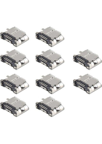 10 Adet Yedek Parça B Tipi Mikro USB Dişi Jack Konnektör Port Soketi (Yurt Dışından)