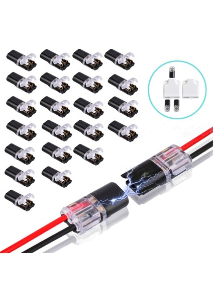 50 Adet Çift Kablolu Tak-Çıkar Konnektör, Takılabilir 2 Pin 2 Yollu LED Kablo Konnektörleri, Kilitli Tokalı Hızlı Kablo Konnektörleri (Yurt Dışından)