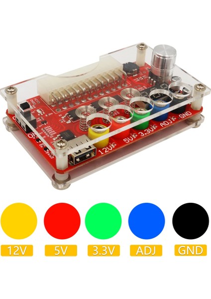 Atx 24PIN Güç Çıkış Kartı Adj Voltaj Düğmesi ve Akrilik Kabuk Kiti Dokunmatik Anahtarlı Voltaj Regülatörü (Yurt Dışından)