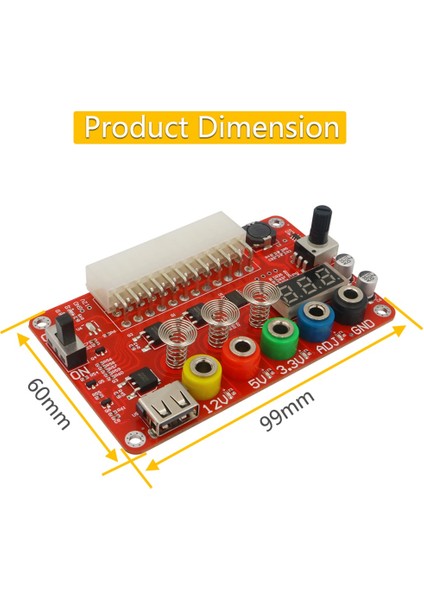 Atx 24PIN Güç Çıkış Kartı Adj Voltaj Düğmesi ve Akrilik Kabuk Kiti Dokunmatik Anahtarlı Voltaj Regülatörü (Yurt Dışından)