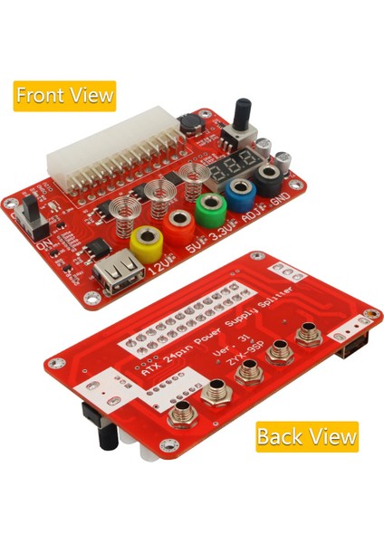 Atx 24PIN Güç Çıkış Kartı Adj Voltaj Düğmesi ve Akrilik Kabuk Kiti Dokunmatik Anahtarlı Voltaj Regülatörü (Yurt Dışından)