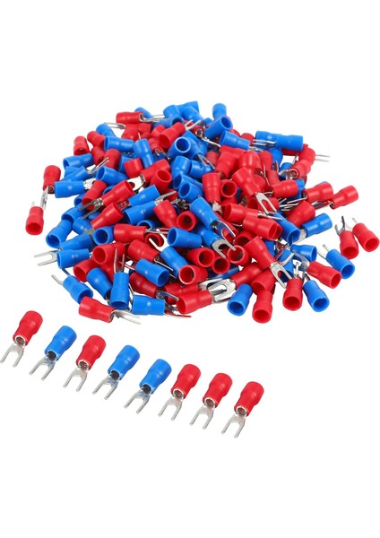 200 Adet 16-14 Awg Kırmızı Mavi Tel Konektörü Yalıtımlı Çatal Terminali #4 (Yurt Dışından) fiyatları