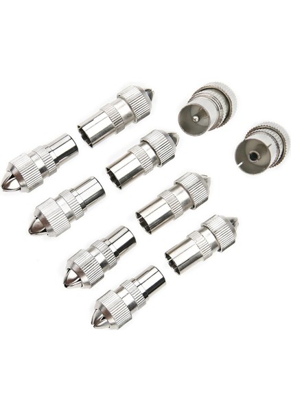 10 Adet (5 x Erkek, 5 x Dişi)Tv Anteni Koaksiyel Kablo Konnektörleri Adaptörü (Yurt Dışından)