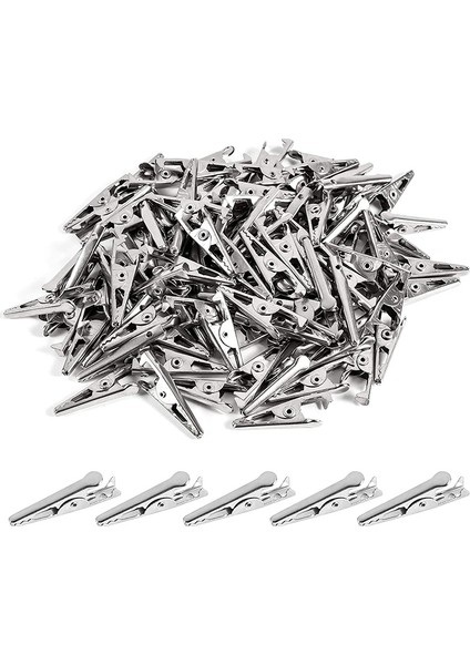 100 Adet 1.06IN / 27MM Mini Metal Timsah Klipler, Timsah Kelepçeleri Gümüş Ton Nikel Kaplama Test Hattı Yaylı Kelepçeler. (Yurt Dışından)