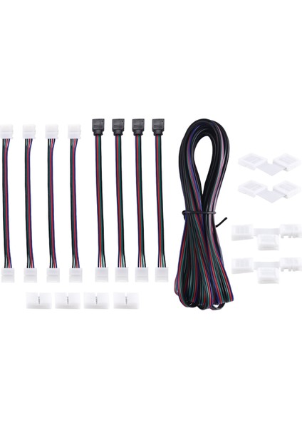 16.4ft(5m) 4-Pin Rgb LED Şerit Uzatma Kablosu, 5050 Esnek Rgb LED Şerit Işığı Için LED Şerit Konnektörleri Kitleri (Yurt Dışından)