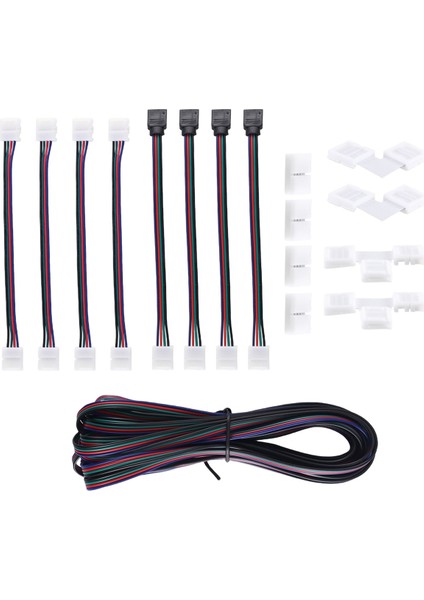 16.4ft(5m) 4-Pin Rgb LED Şerit Uzatma Kablosu, 5050 Esnek Rgb LED Şerit Işığı Için LED Şerit Konnektörleri Kitleri (Yurt Dışından)