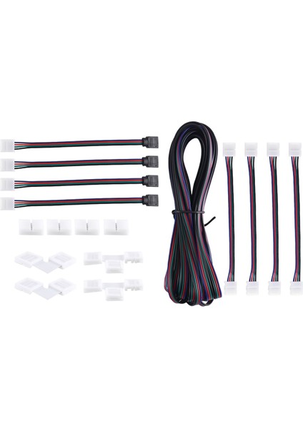 16.4ft(5m) 4-Pin Rgb LED Şerit Uzatma Kablosu, 5050 Esnek Rgb LED Şerit Işığı Için LED Şerit Konnektörleri Kitleri (Yurt Dışından)