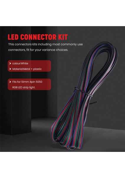 16.4ft(5m) 4-Pin Rgb LED Şerit Uzatma Kablosu, 5050 Esnek Rgb LED Şerit Işığı Için LED Şerit Konnektörleri Kitleri (Yurt Dışından)