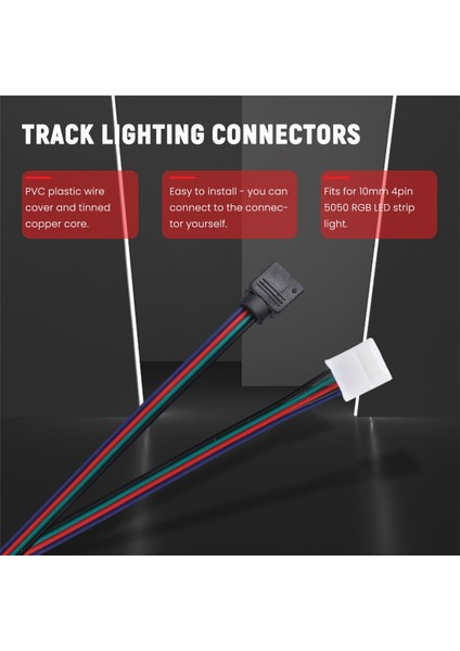 16.4ft(5m) 4-Pin Rgb LED Şerit Uzatma Kablosu, 5050 Esnek Rgb LED Şerit Işığı Için LED Şerit Konnektörleri Kitleri (Yurt Dışından)
