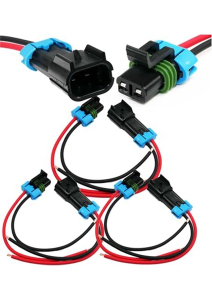 3'lü Paket Metri-Pack 2-Pin 30 Amper, 280 Serisi Konnektörler Çok Işlevli (Erkekten Dişiye Pigtail 12GA) (Yurt Dışından)