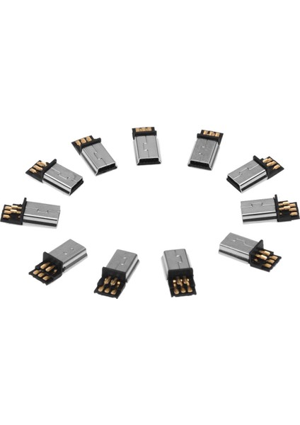 10 Adet Mini USB 5 Pin Erkek Fiş Dıy Smt Konektörü Gümüş Ton Koyu Gri (Yurt Dışından)