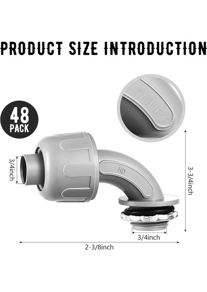 Sıvı Geçirmez Konnektör 3/4 Inç Esnek Metalik Olmayan Elektrik Borusu Konnektör Bağlantı Parçası 90 Derece (24 Parça) (Yurt Dışından) fiyatları
