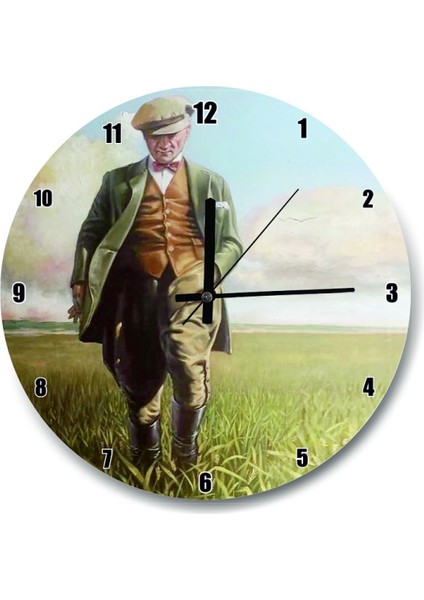 Buğdat Tarlasındaki Atatürk Duvar Saati (Çap 30X30 Cm)
