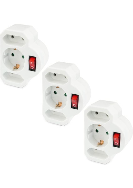 3x Soket Adaptörü 3 Yollu Euro Soket Soket Anahtarı Anahtarlanabilir Soket Aydınlatmalı Anahtar Güvenlik Anahtarı Ab Fişi (Yurt Dışından)