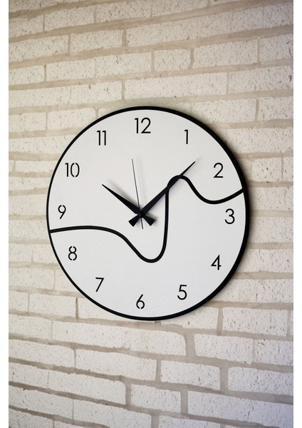 Dekoratif Yeni Modern Caph Beyaz - Siyah Ahşap Duvar Saati 48CM fiyatları