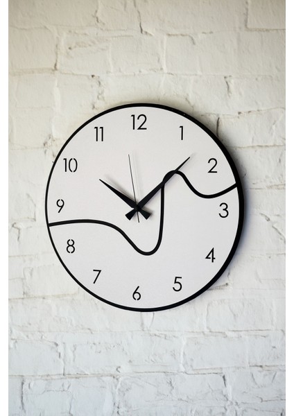 Dekoratif Yeni Modern Caph Beyaz - Siyah Ahşap Duvar Saati 48CM modelleri