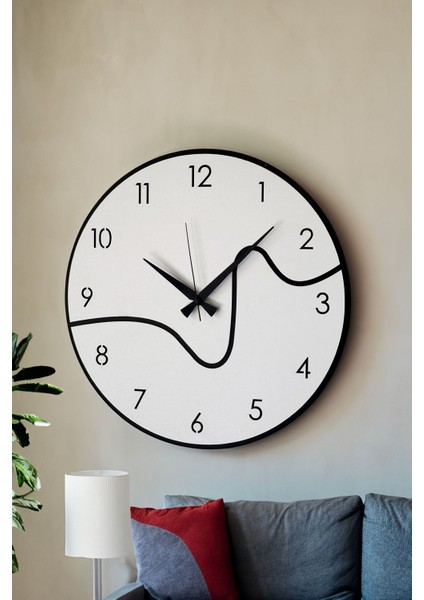Dekoratif Yeni Modern Caph Beyaz - Siyah Ahşap Duvar Saati 48CM fırsatları