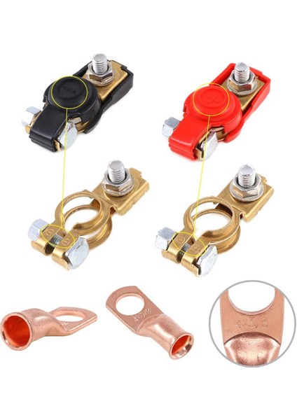 Adet Bakır Akü Kutup Başları Negatif ve Pozitif Terminal Kelepçeleri Konnektörleri Bakır Halka Çeşitler Kiti Araba Için (Yurt Dışından) fiyatları