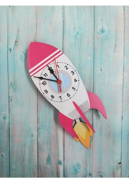 Sallanan Sarkaçlı Ahşap Roket Füze Çocuk Odası Duvar Saati modelleri