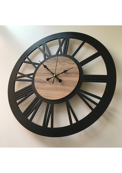 Ahşap Dekoratif Roma Rakamlı Duvar Saati