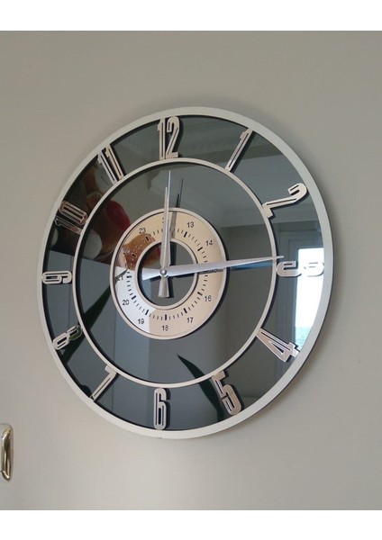 Gerçek Aynalı Duvar Saati Özel Üretim(Gümüş) fırsatları