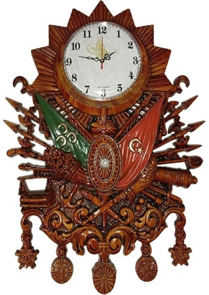 Osmanlı Devlet Arması Duvar Saatleri (Kahverengi) Kahverengi