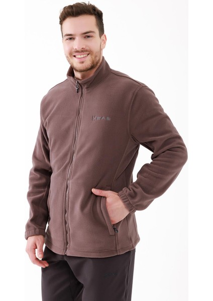 Saka Tam Fermuarlu Erkek Polar Sweatshirt Mürdüm