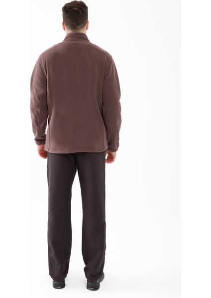 Saka Tam Fermuarlu Erkek Polar Sweatshirt Mürdüm