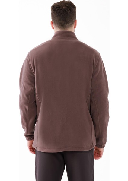 Saka Tam Fermuarlu Erkek Polar Sweatshirt Mürdüm