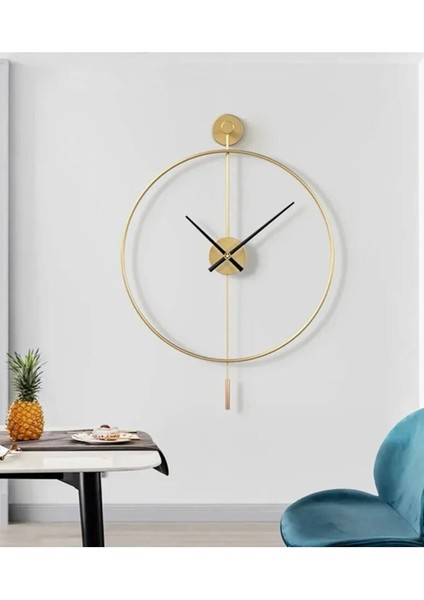 (Xxl) Gold Tiktok - Siyah 35CM Akrep Yelkovan , Modern Dekoratif Sarkaçlı Metal Duvar Saati