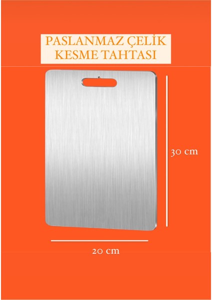 Paslanmaz Çelik Kesme Tahtası 20 x 30 cm 1 Adet 1 Adet