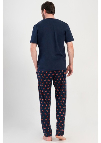 Mavi Erkek Kısa Kollu Pijama Takımı