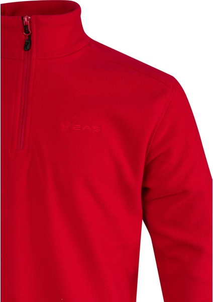 Cedric Erkek Yarım Fermuarlı Ince Polar Sweatshirt Kırmızı