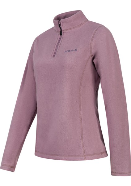 Camila Kadın Yarım Fermuarlı Ince Polar Sweatshirt Lila