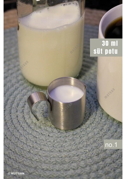 304 Paslanmaz Çelik Mini Sütlük No.1 - 30 ml | Küçük Krema ve Süt Potu | Pitcher | Süt Sunum Kabı