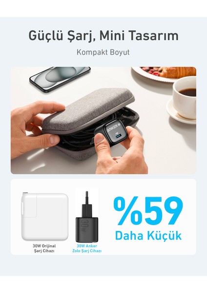 Zolo 30W Gan Usb-C Şarj Cihazı - Gelişmiş Gan II Teknolojisi - Siyah - A2698 indirimleri