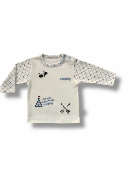 My Camping Nakışlı Şapkalı Uzun Kollu Sweatli 3lü Erkek Bebek Takımı Ekru fiyatları