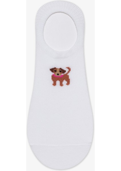 3 Çift Pamuklu Köpek Desenli Sneaker Çorap