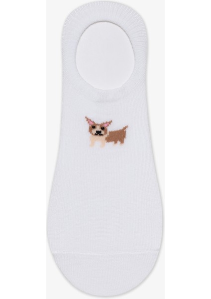 3 Çift Pamuklu Köpek Desenli Sneaker Çorap